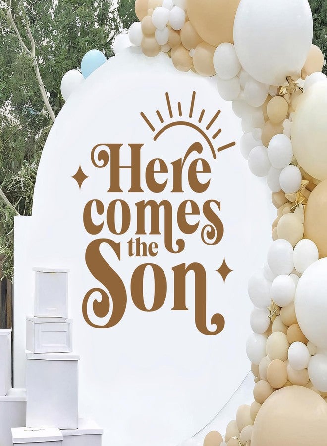 Dvehdbay Here Comes The Son Baby Shower Party Decal Sign - Here Comes The Son Baby Shower Decor, Baby Shower Sign, Baby Shower Wall Decals (Brown) - Image 1